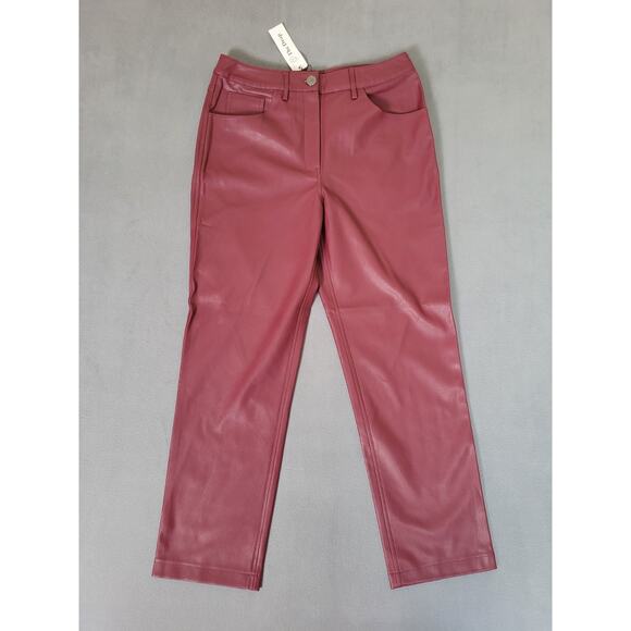 The Drop Women's Jack Vegan Leather High Waisted Straight Leg Pants Size 27 - Picture 1 of 9